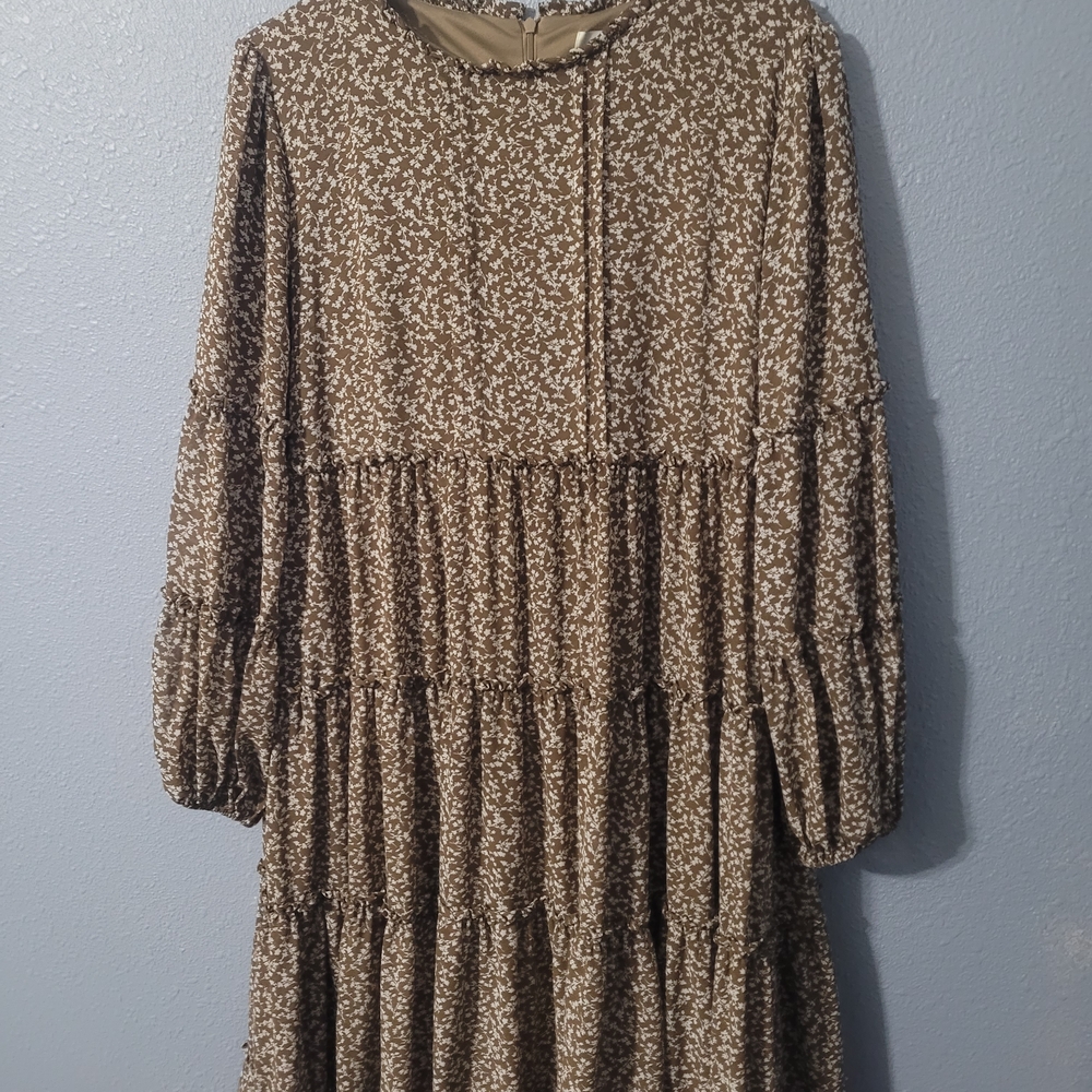 Dainty Jewells Brown Patterned Long Sleeve Dress - Picture 2 of 3
